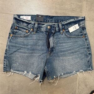 GAP Blue Jean Shorts with Frayed Hem and Vintage Wash
